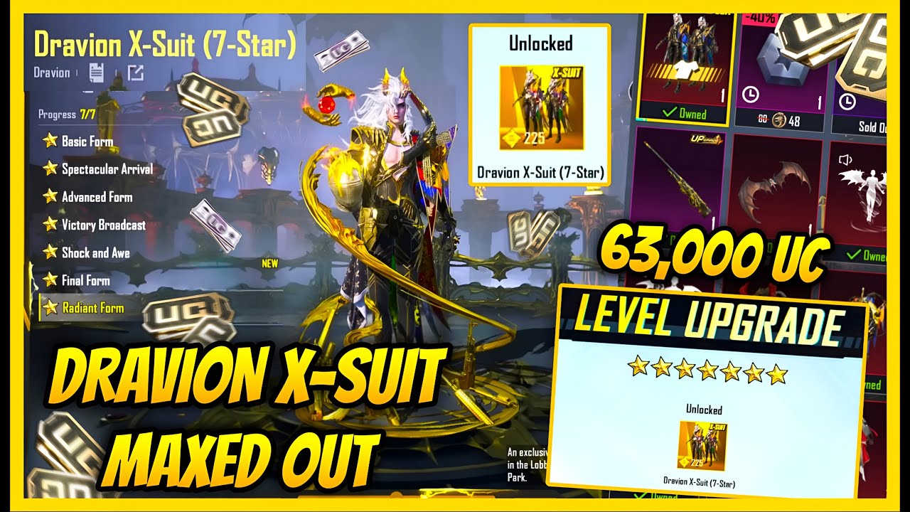🔥63000 UC NEW X-SUIT MAXED OUT 7 STAR l DRAVION X SUIT CRATE OPENING IN BGMI l X Suit crate opening