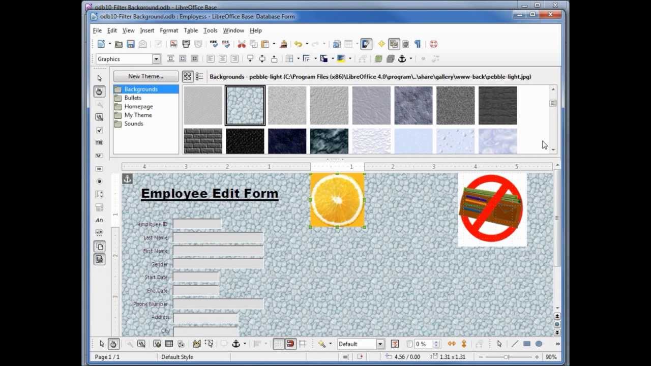 LibreOffice Base (10) Фильтр и фон