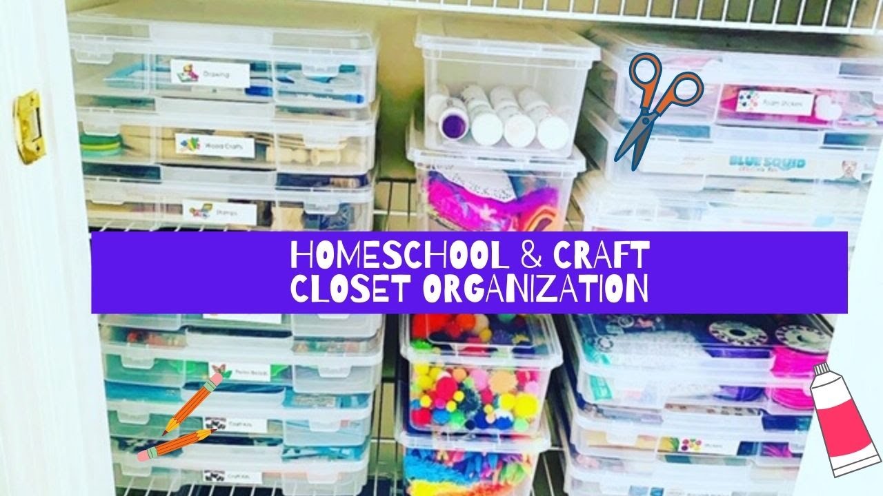 Homeschool and Kids Arts and Crafts Closet Organization- IDEAS TO KEEP YOUR KIDS OFF SCREENS!