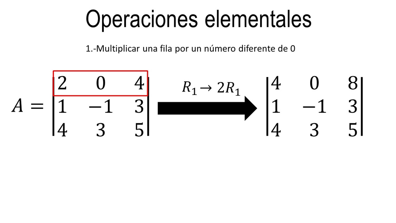 Operaciones elementales en matrices | Álgebra lineal