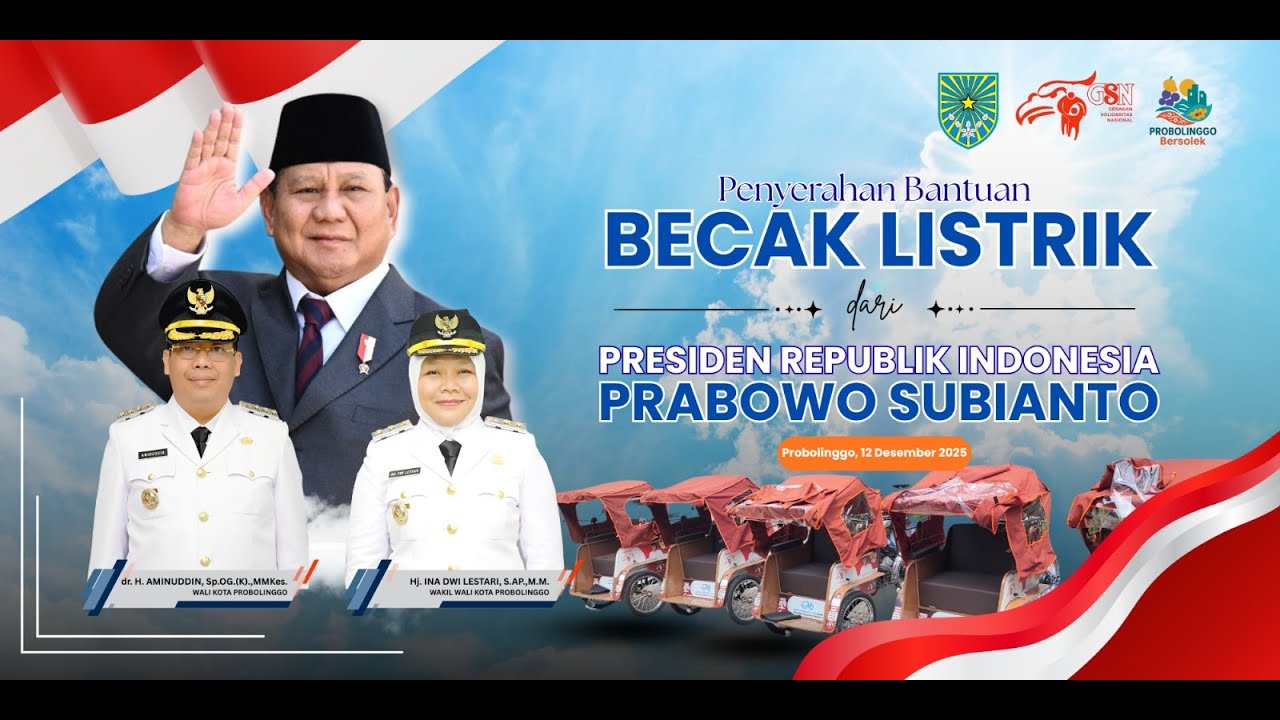 PENYERAHAN BANTUAN BECAK LISTRIK PRESIDEN R I PRABOWO SUBIANTO