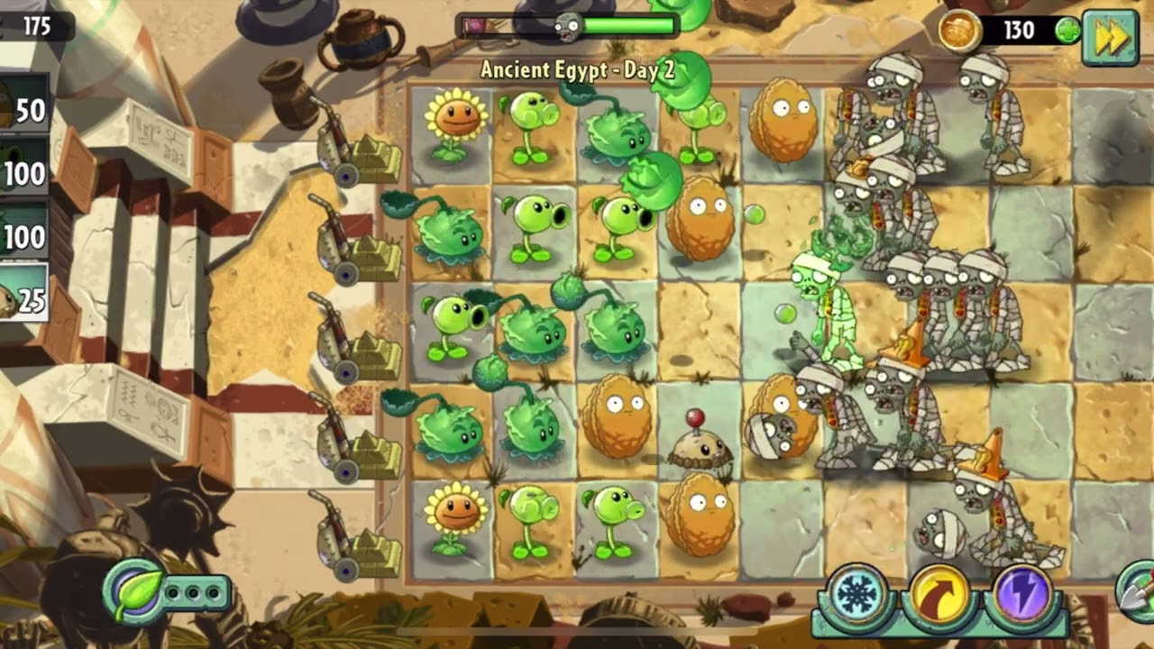 Plants vs Zombies 2 - Beginning thru Ancient Egypt Day 14