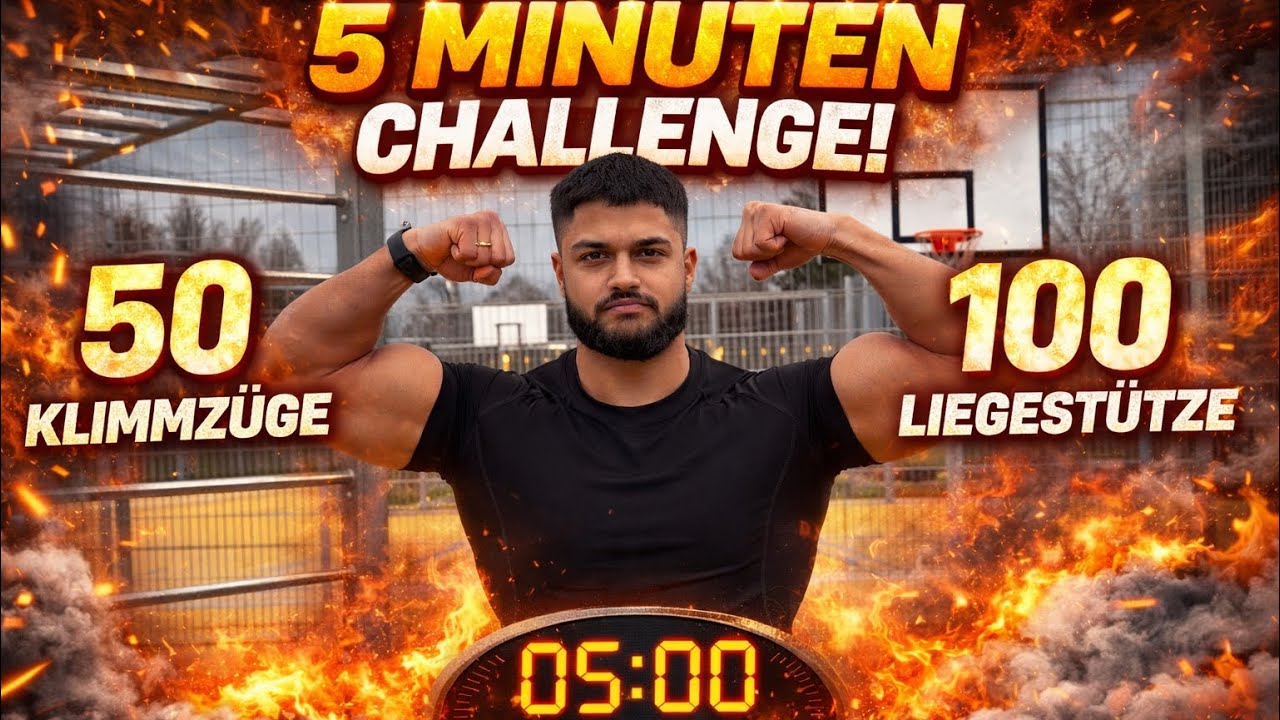Arda Saatcis 5 Minuten Challenge 😱 50 Klimmzüge & 100 Liegestütze 