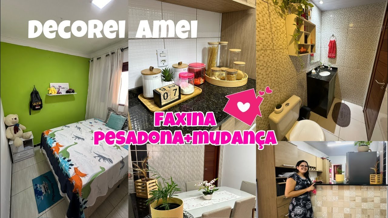 Faxina na casa+mudança|faxina pesadona|mudei decoração quarto|banheiro cheiroso|casa limpa|faxina