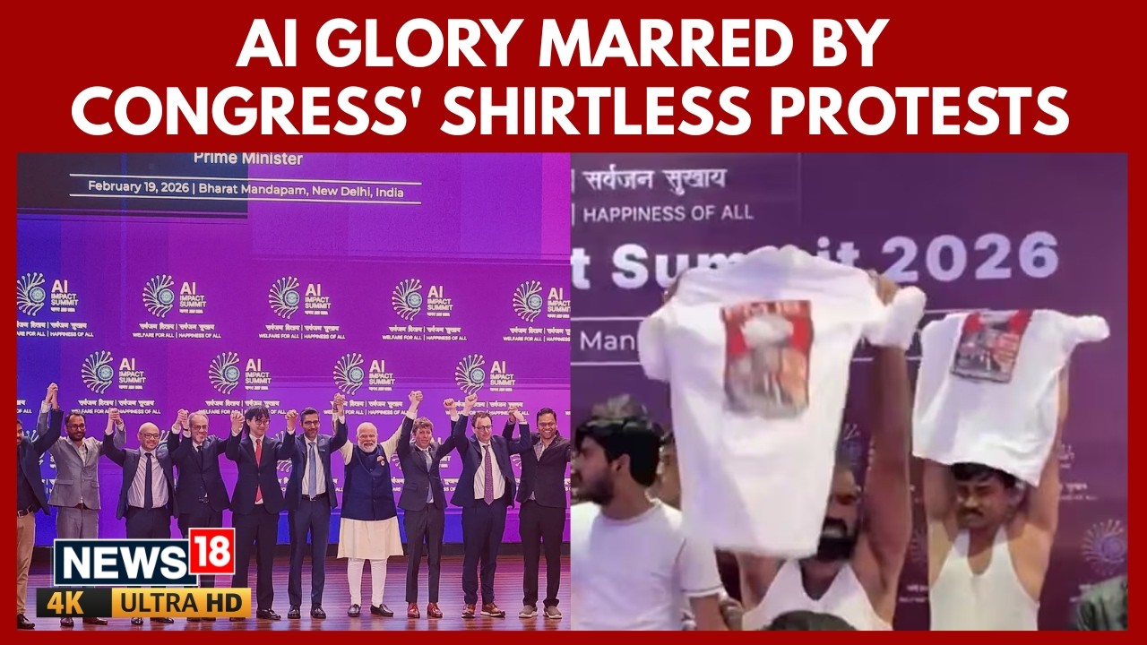 Youth Congress Workers Detained After Shirtless Protest At India AI Impact Summit In Delhi | N18V