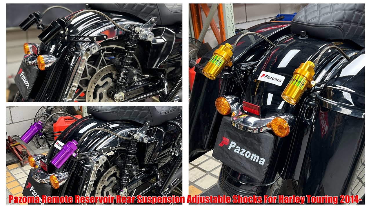 How To Install Pazoma Remote Reservoir Rear Suspension Adjustable Shocks For Harley Touring 2014-