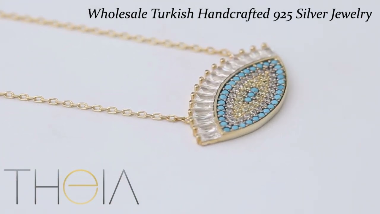 Eye Shape Dainty Design Pendant Necklace 925 Sterling Silver Wholesale Handmade Jewelry