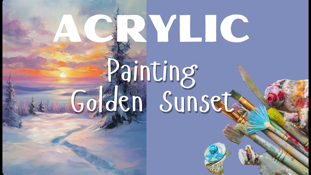 How to painting Golden Sunset with Acrylic | Step by step easy tutorial