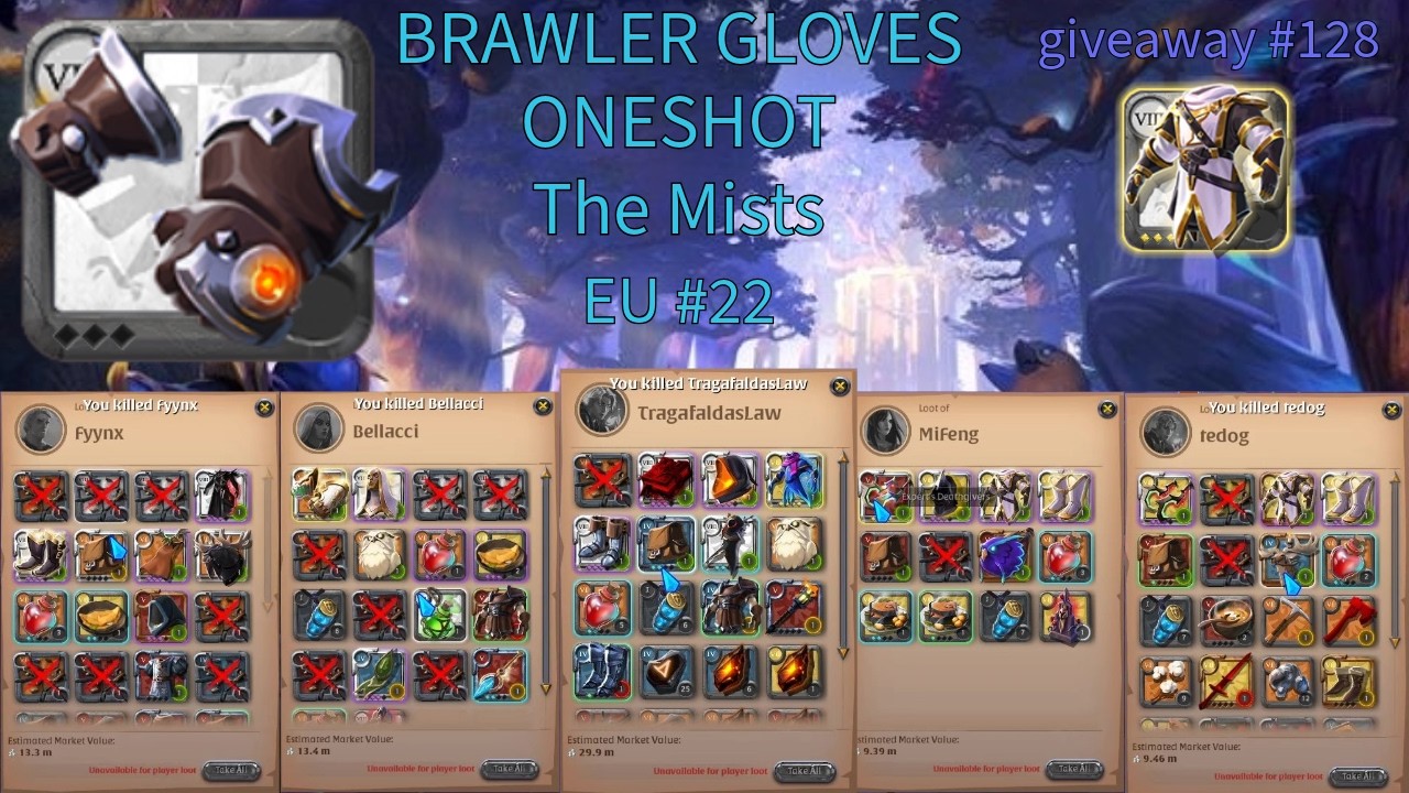 ONESHOT BRAWLER GLOVES The mists | 3 8.3 Kills | EU #22 | Albion online - 8.4 giveaway