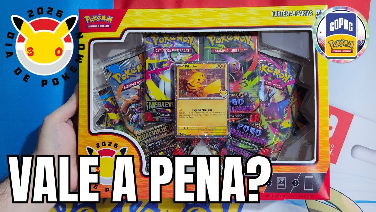 POKÉMON DAY 2026! 😱 Abri a BOX de 30 ANOS com Pikachu Promocional | Vale a pena?