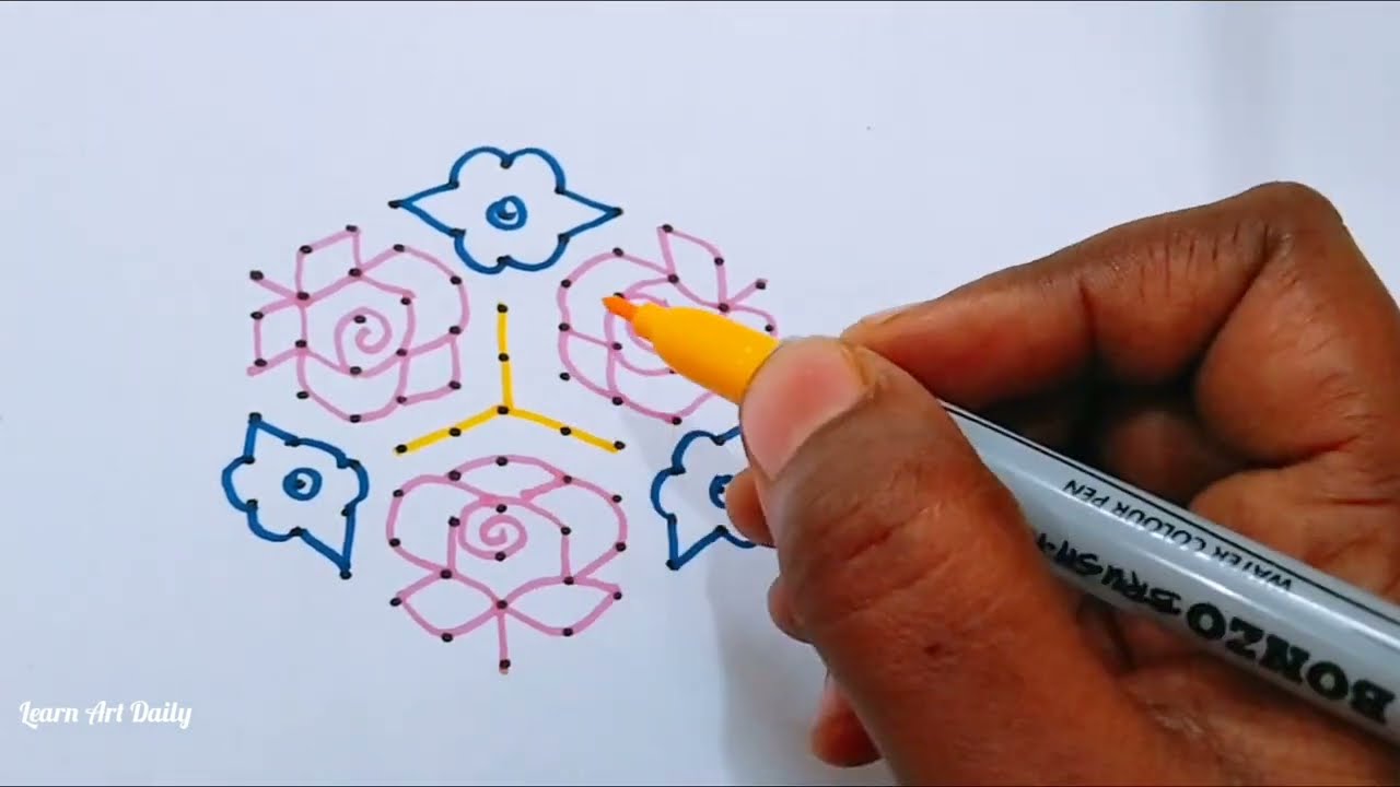 11 dots Roja poo kolam