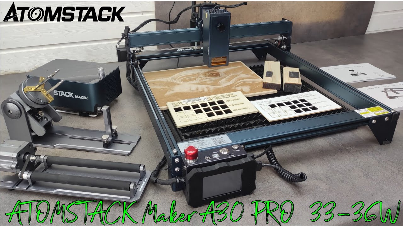 Powerful ATOMSTACK Maker A30 PRO 33-36W  laser engraving machine with F30 Pro air assist kit