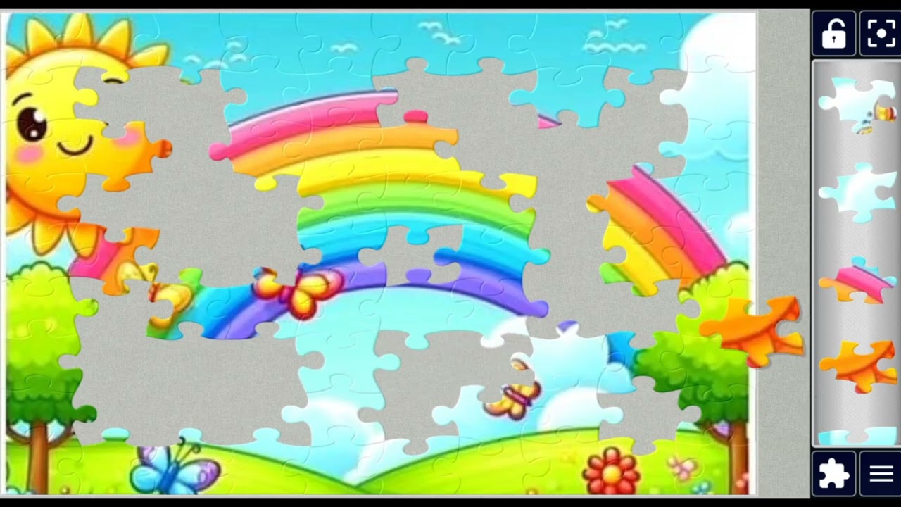 Sunny Rainbow Meadow 🌈☀️#rainbow #sun #flowers #butterflies #cartoon 🌼🎨@puzzlemaster1034