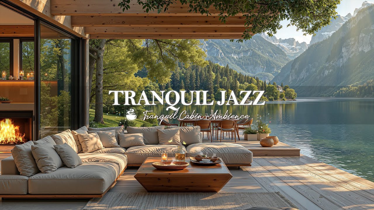 Tranquil Morning Jazz Ambience ☀️ Warm Instrumental Jazz In Lakeside Living Room For Positive Moo...
