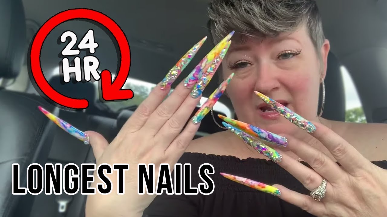 24 Hour Challenge Wearing the Longest Acrylic Nails | MightyMom