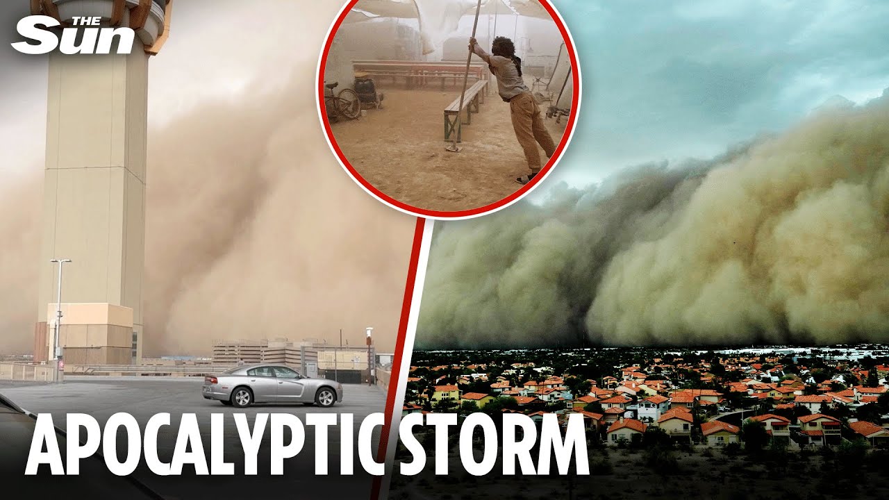 Massive rolling dust storm blankets Arizona causing travel chaos & turning day into night