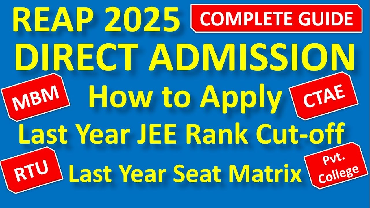 DIRECT ADMISSION HOW TO APPLY | LAST YEAR JEE RANK CUT_OFF | SEAT MATRIX COMPLETE GUIDE #reap2025