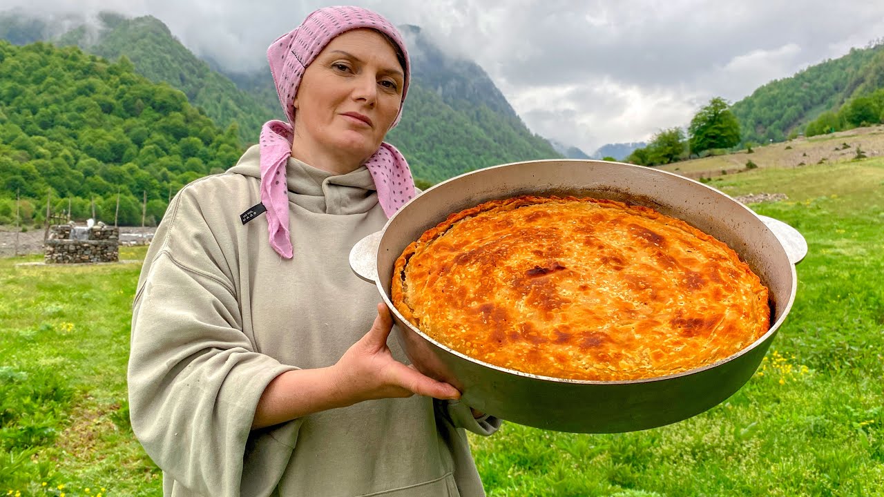 ЦКАН - Хрустящий Пирог с Бараниной и Картофелем | Обед в Райской Далекой Деревне | Лезгинская Кухня