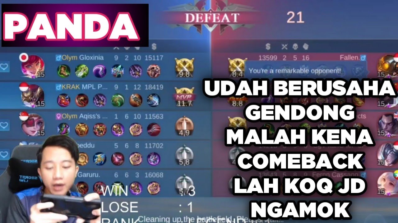 reaksi afa gaming panda d comeback musuh jd ngamok | MPL PANDA | AFA GAMING