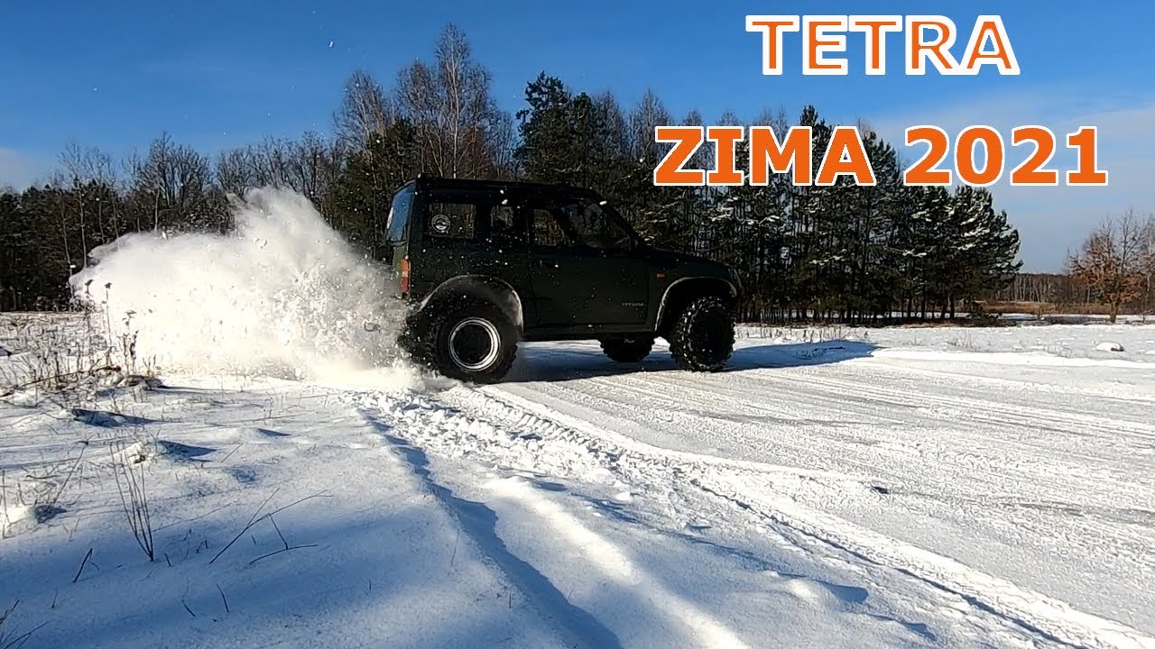 Zimowe zabawy tetrusa w śniegu i kręcenie bączków + kulig