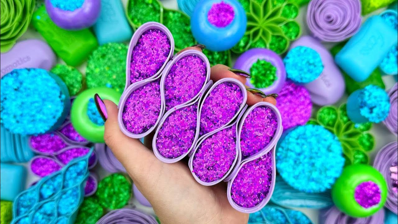 @AllaAsmr ASMR★Soap boxes with foam glitter & starch★4K★