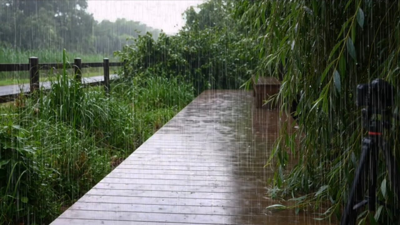 Rain in a Quiet Park Feels Cool and Comfortable | The Sound of Gentle Rain