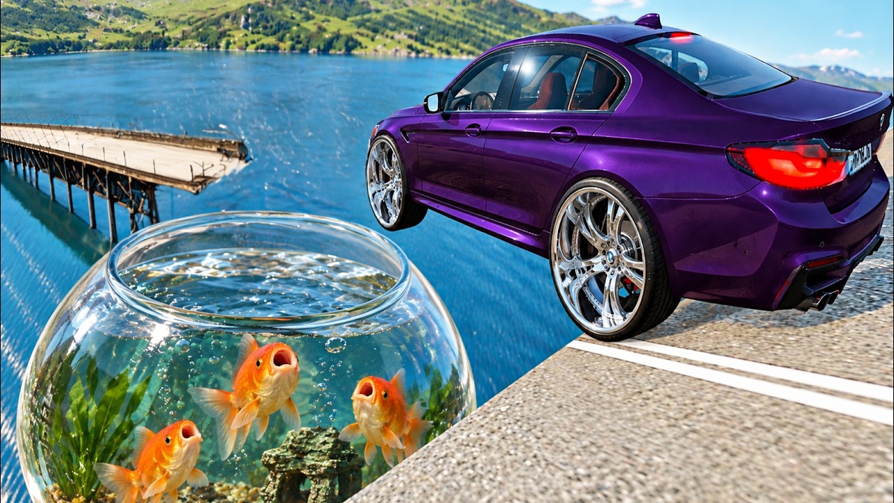 Open Bridge Crashes over Toilet with Goldfish - BeamNG drive