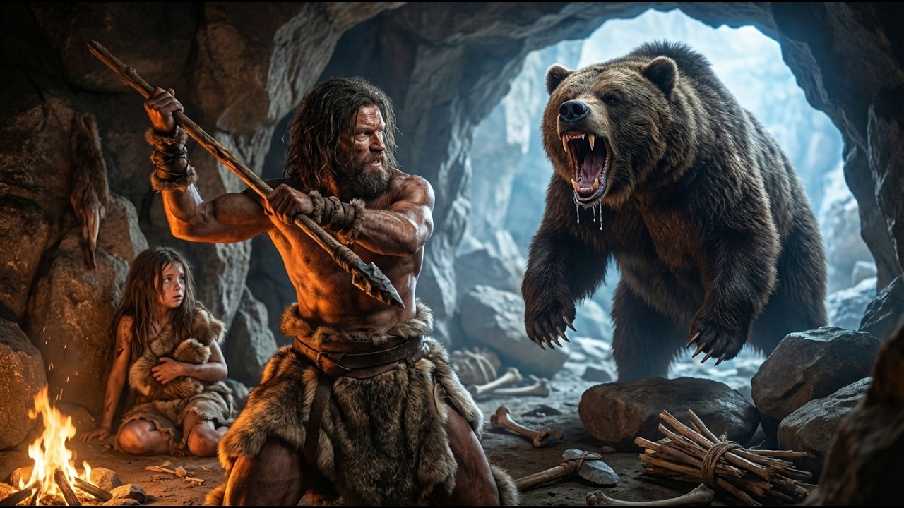 Primal Life 1 Million Years Ago: Father Saved Dying Girl from a Giant Cave Bear