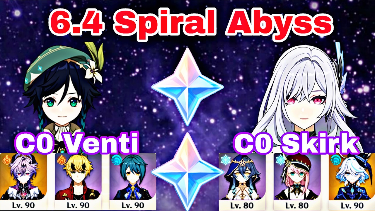 Unstoppable C0 Venti & C0 Skirk | 6 4 Spiral Abyss | Full Star Clear
