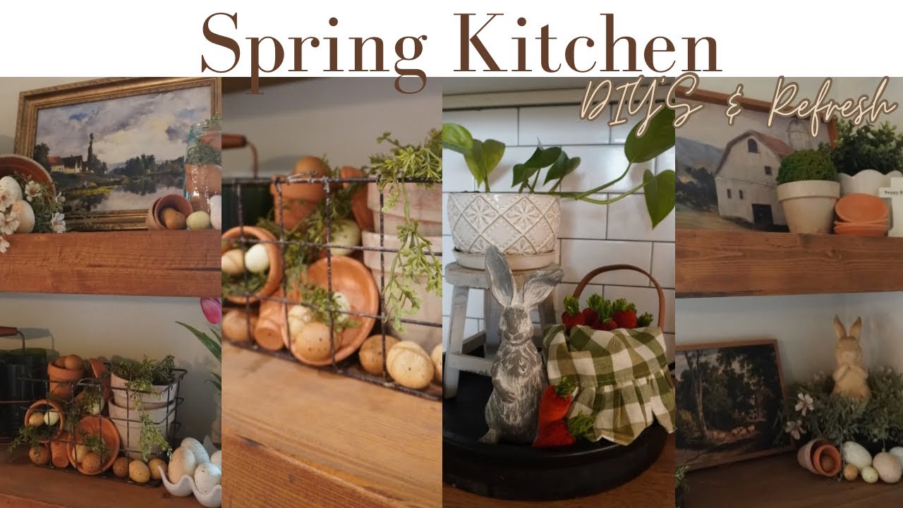 Spring Kitchen Refresh: DIY Topiaries, Cafe Curtains & a Resurrection Garden