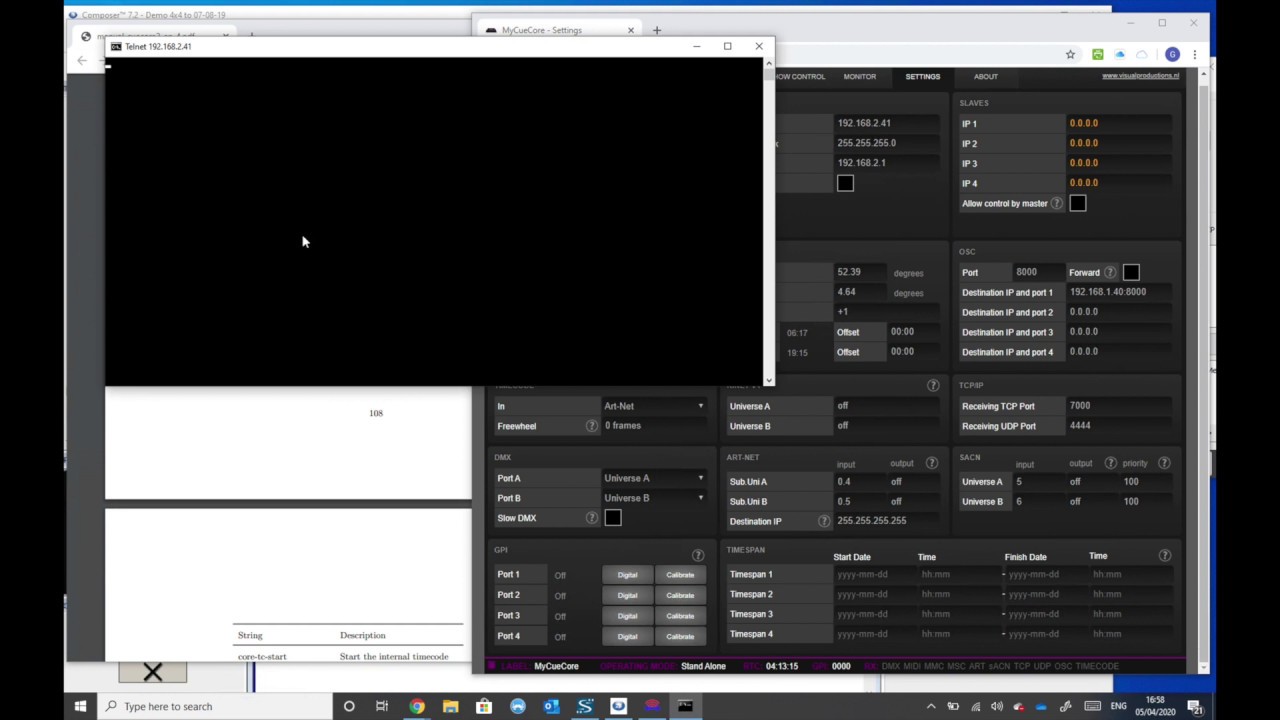 LX3. Triggering Visual Productions CueCore or Quadcore from UDP, TCP, Telnet, Packet Sender Symetrix