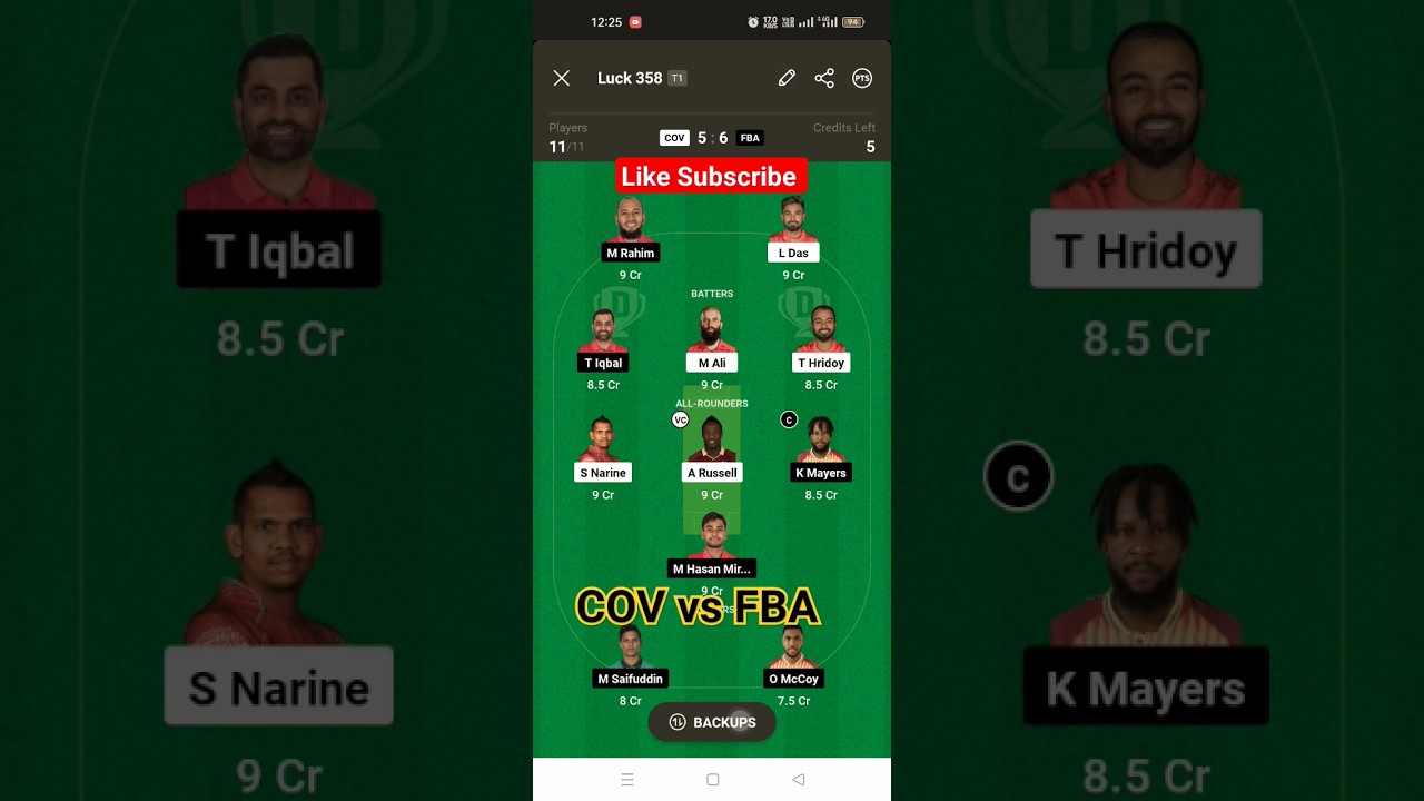 COV vs FBA Dream 11 Prediction|COV vs FBA Dream 11|COV vs FBA Dream11Team|Bangladesh Premier League
