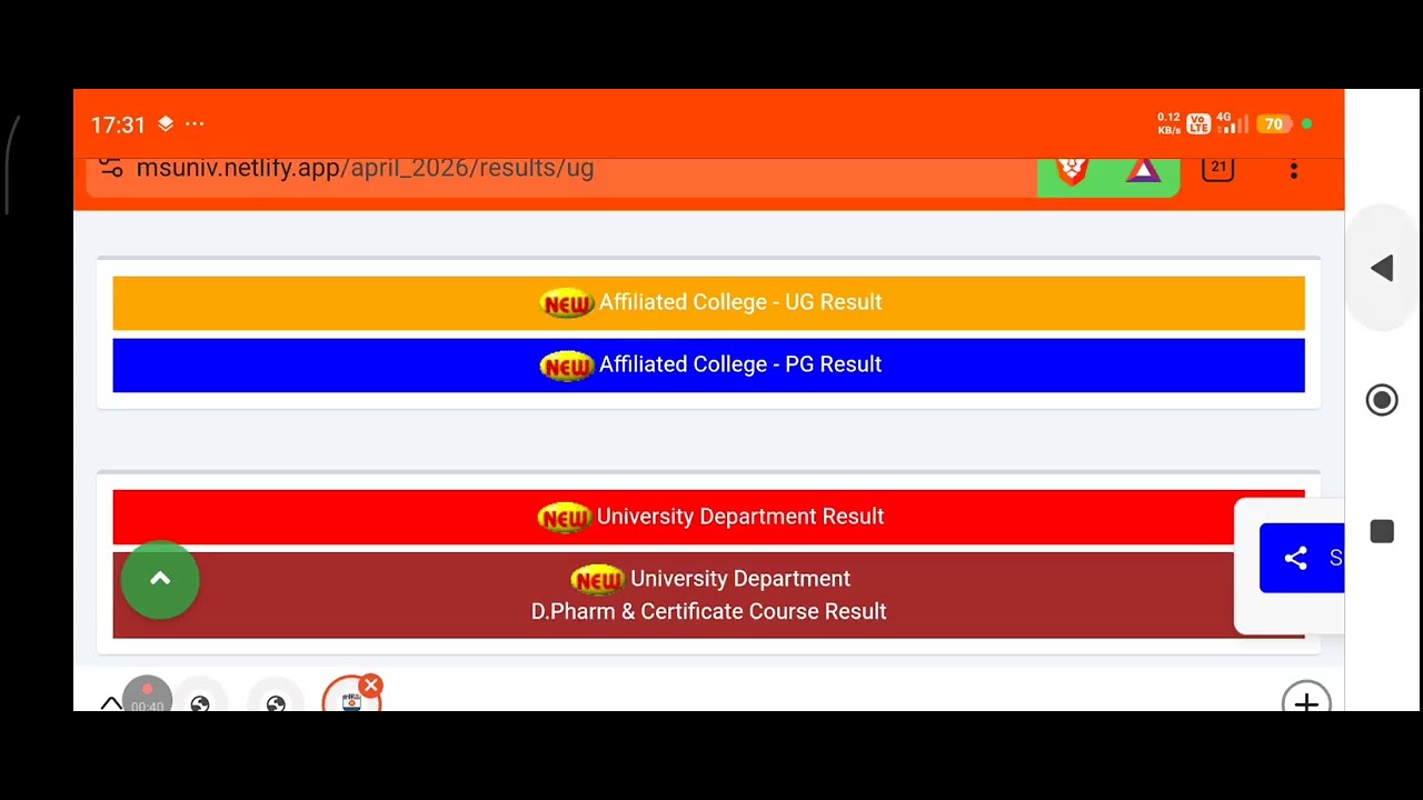 MS University April 2026 UG Result Website Developed. Result Not Published !! 