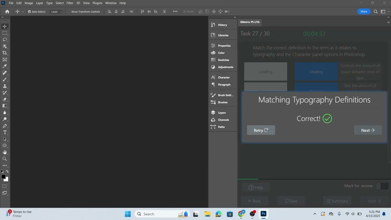 GMetrix PhotoShop Assessment 3 Questions 25-30