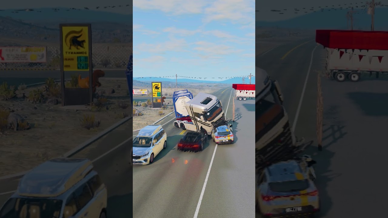 Realistic Highway Car Crashes #104