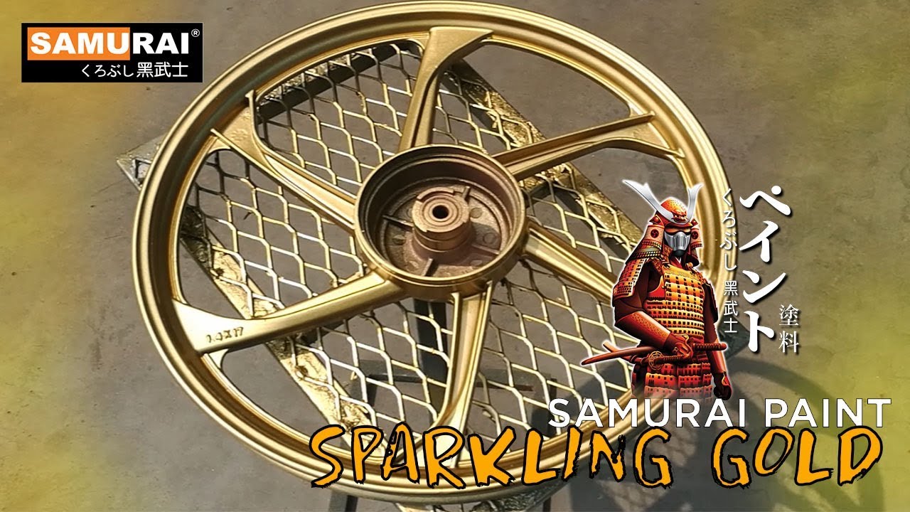 Cara Spray Rim Motosikal SPARKLING GOLD - Samurai Paint Malaysia