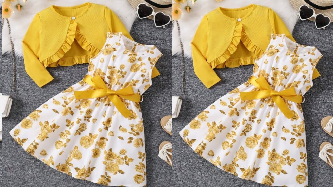 Beautiful Baby Frock With Frill Jacket Cutting and Stitching/Very Easy Baby Dress