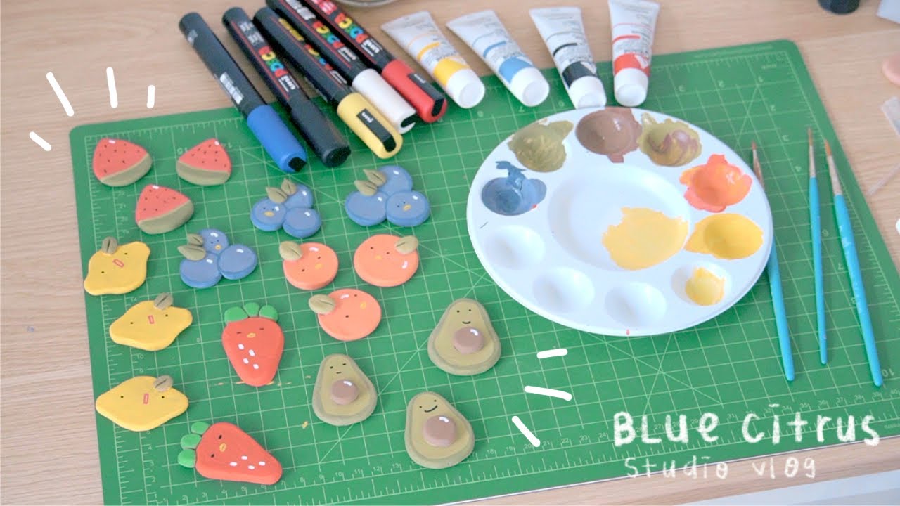 Studio Vlog 🍓 Making Clay Magnets, Local Art shopping ✨