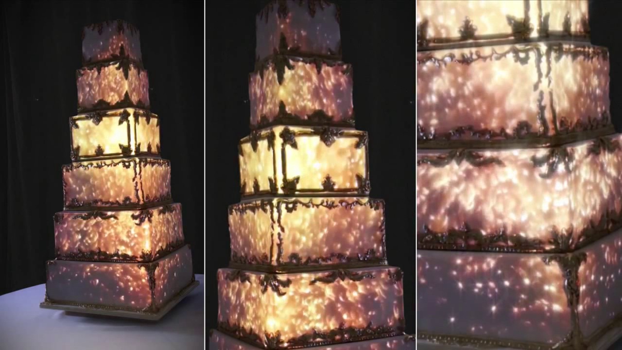 3D Projection Mapped Baroque Tiered Wedding Cake   Stephenson wedding 2016 HD