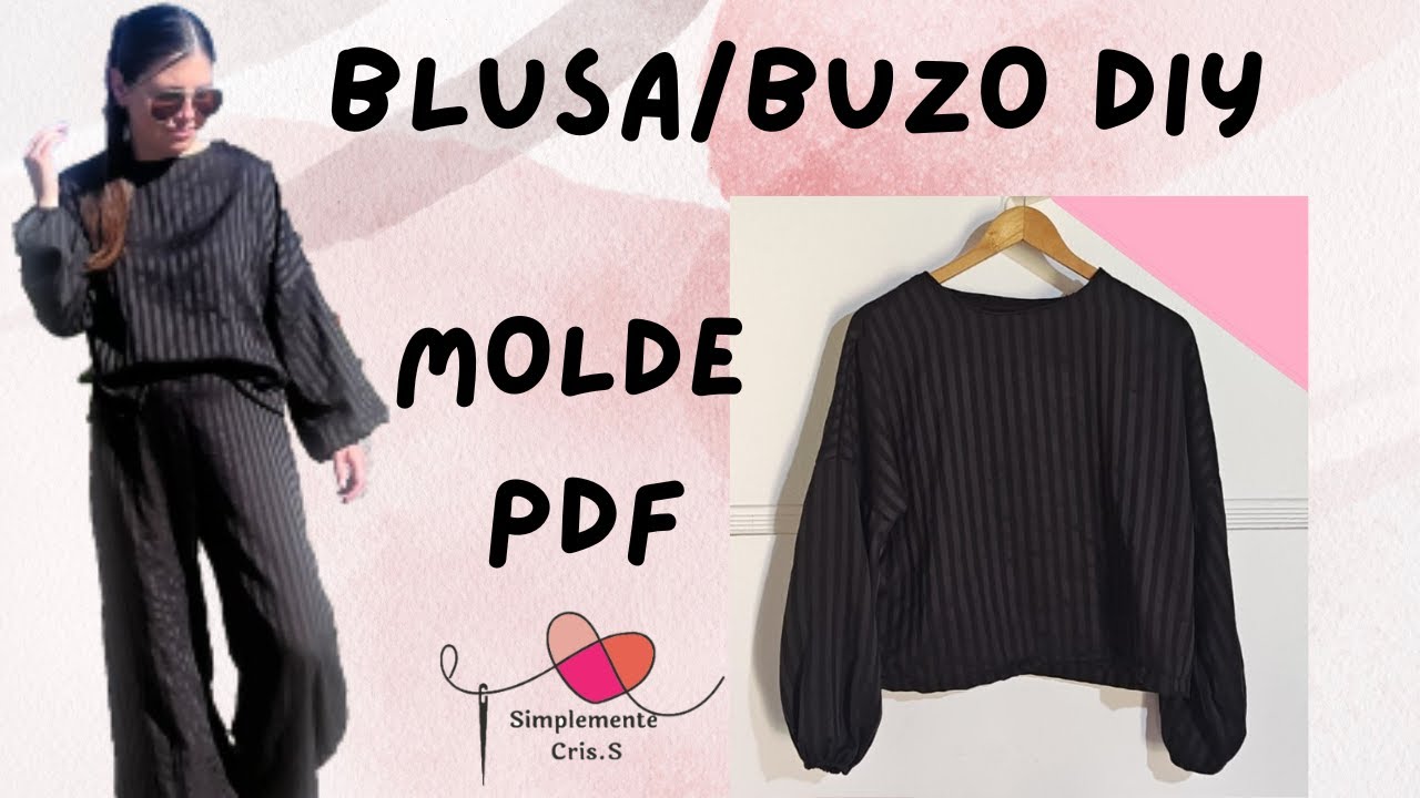 Cose tu propia blusa en casa – Paso a paso + molde digital. BLUSA BUZO ARIA