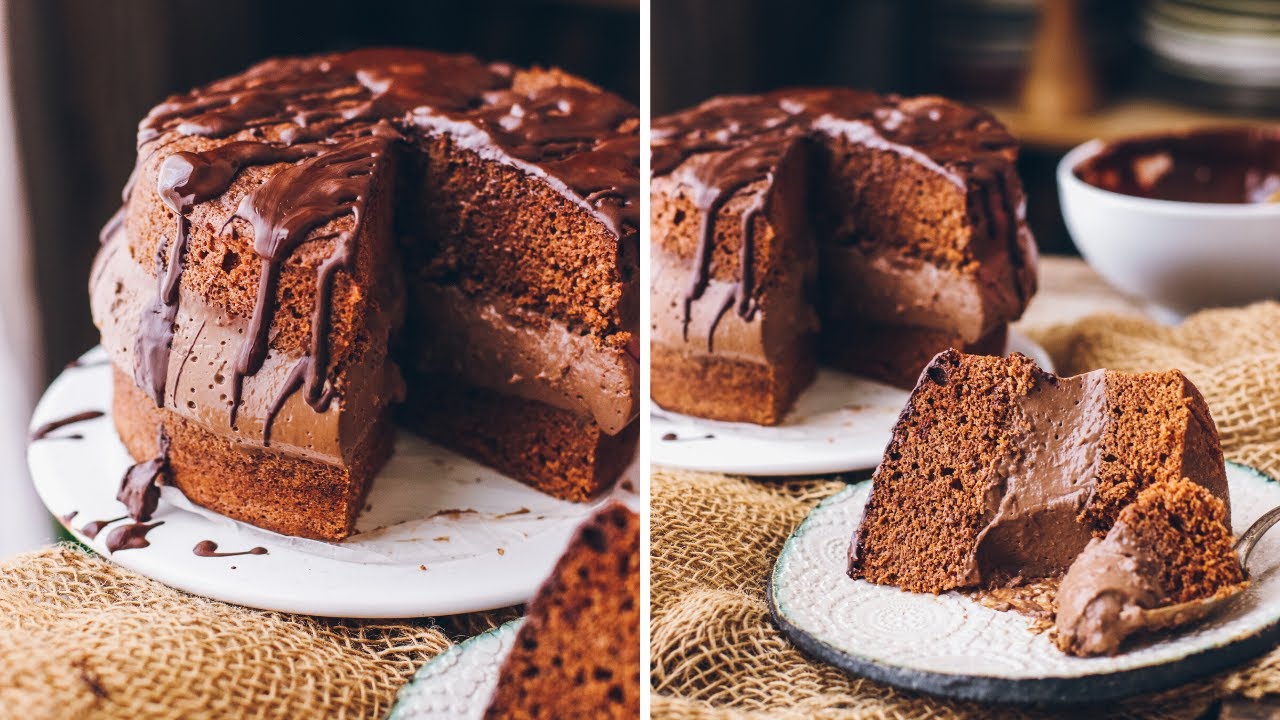 Tarta de chocolate rellena de crema | SIN HORNO Y SALUDABLE | Delicious Martha