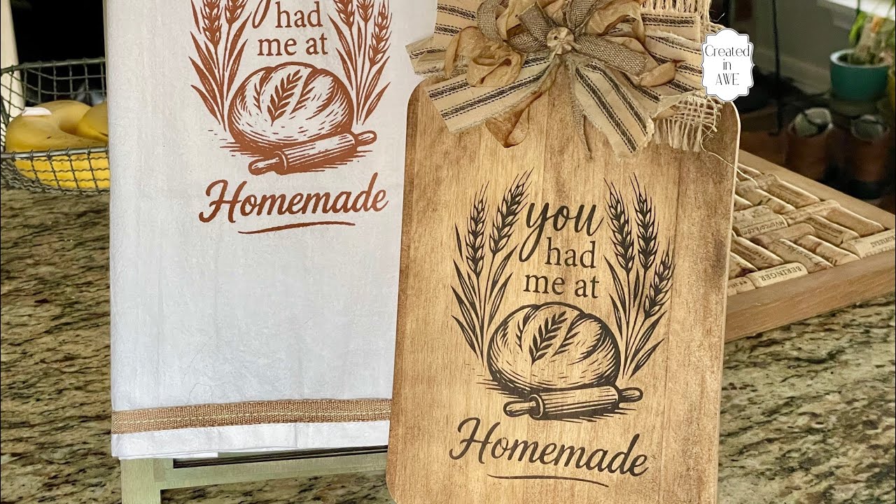 Cutting board stenciled with scorch paste - January 2026 Craft Club