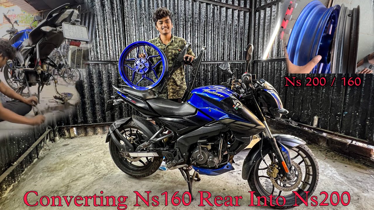 Converting Ns160 into Ns200 || full rim and swingarm changed