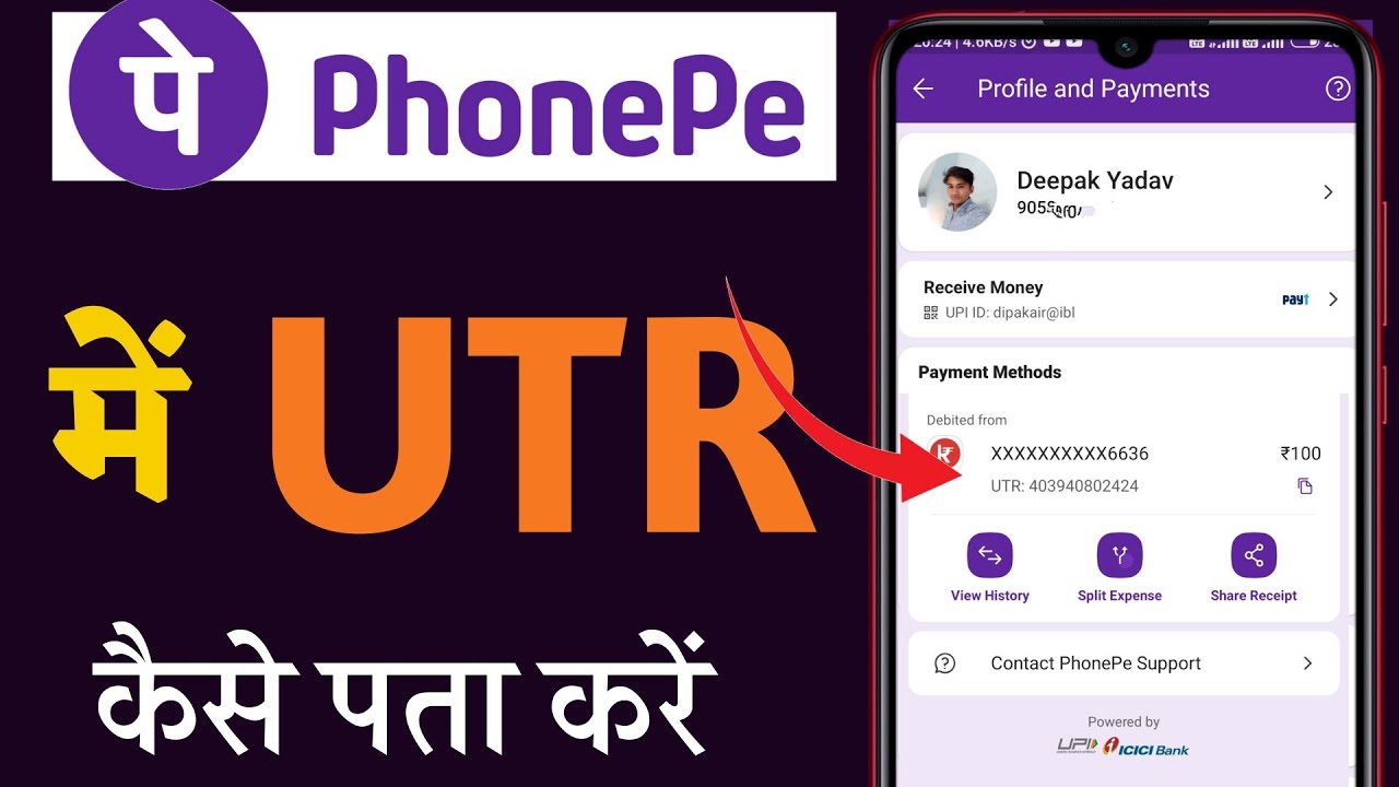 How to get UTR number in Phonepe | Phonepe UTR number check | Where is UTR