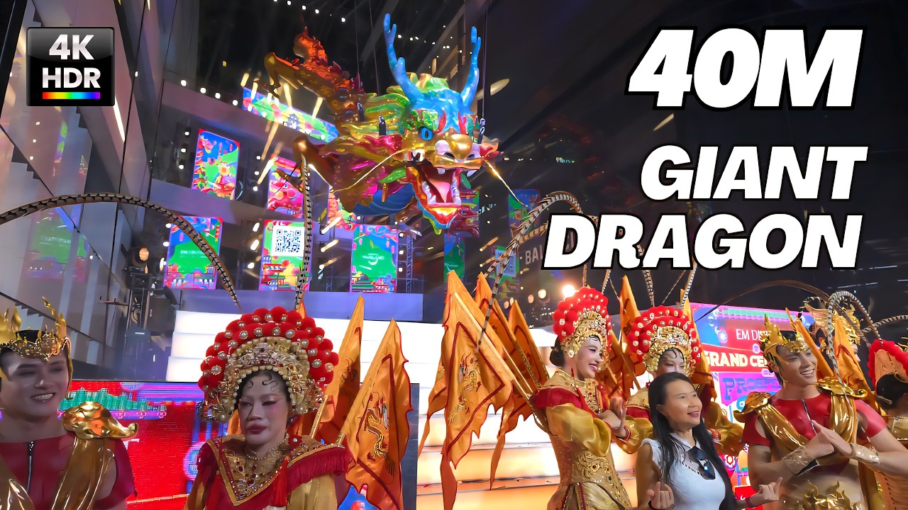 🐲 40M Giant Dragon Show 🐉Bangkok Chinese New Year 2026 🇹🇭 | 4K HDR