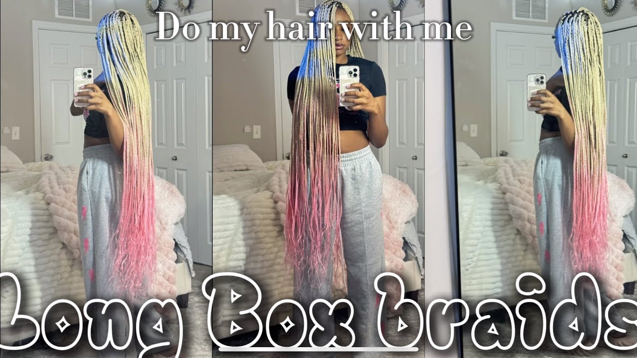 Do my hair with me | Blonde with Pink tips Braids