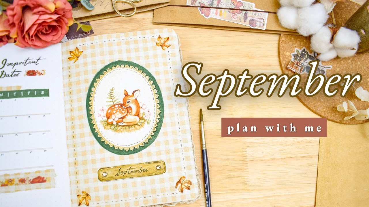 September 2024 Bullet Journal Setup &bull; PLAN WITH ME 🍄&zwj;🟫 Fall Forage Monthly BuJo Theme w/ Watercolors