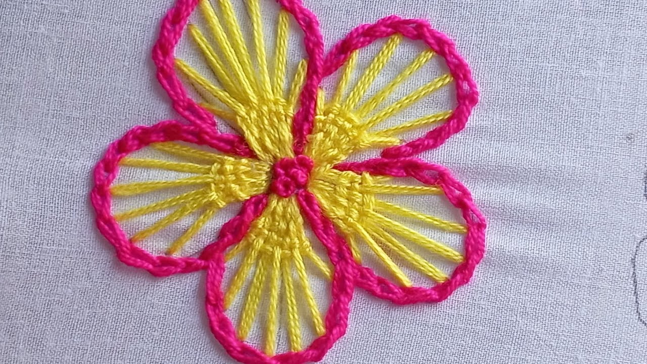 Basket Waves stitch Flower Embroidery Design for Beginners,New Design Embroidery work 
