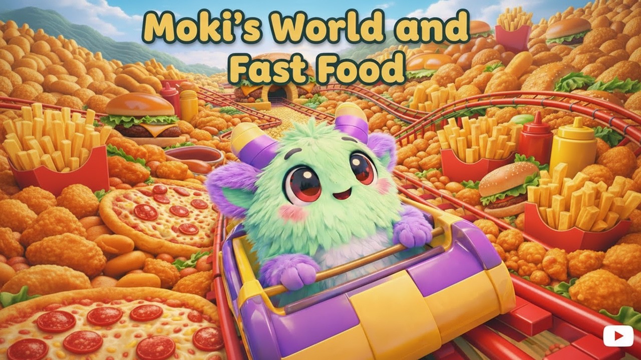 Moki’s Fast Food Dance Party! 🍕🍔 Learning Colors & Food for Kids