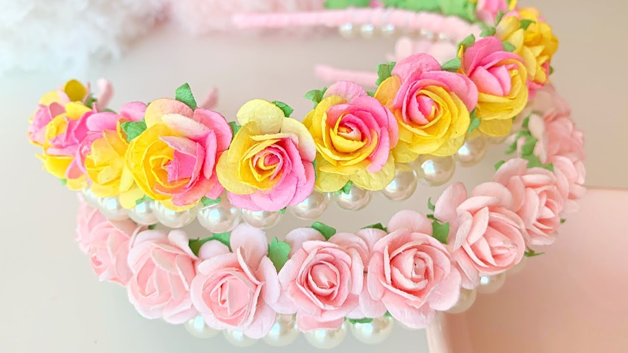 🌸 Flower Crown With Pearls // Flower Headband Tutorial  // Flower Girl Headpiece 🌸